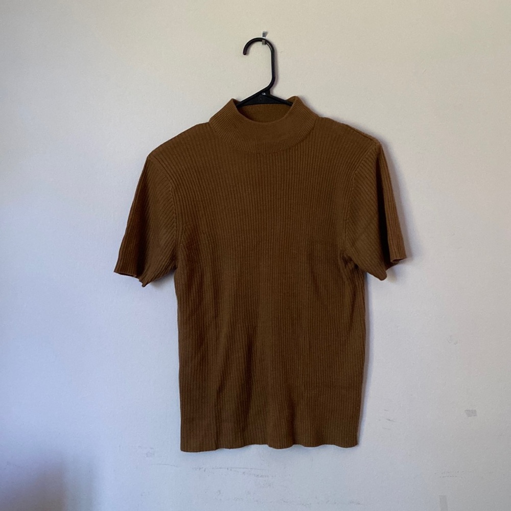 Brown mock neck sweater